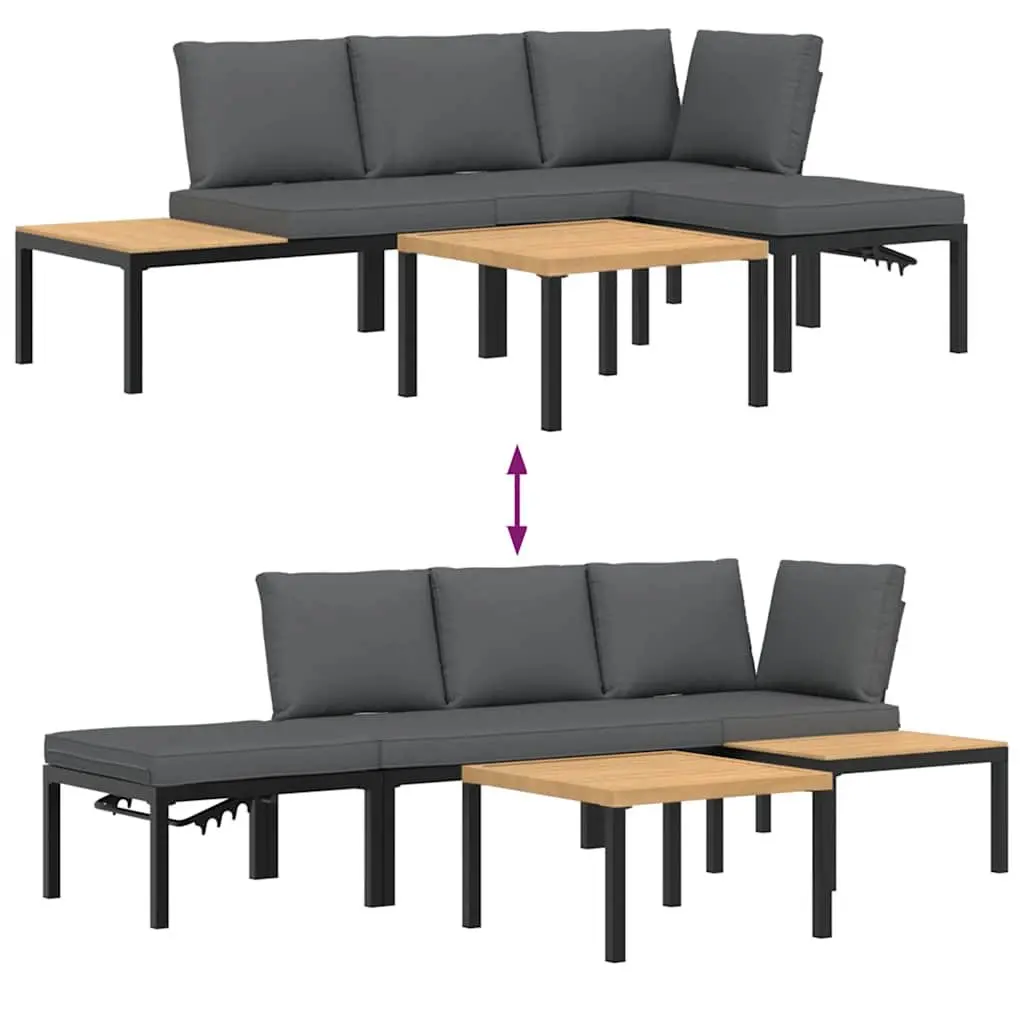 Garden Sofa Set 4 Piece Outdoor Furniture Black Patio Modular Seating with