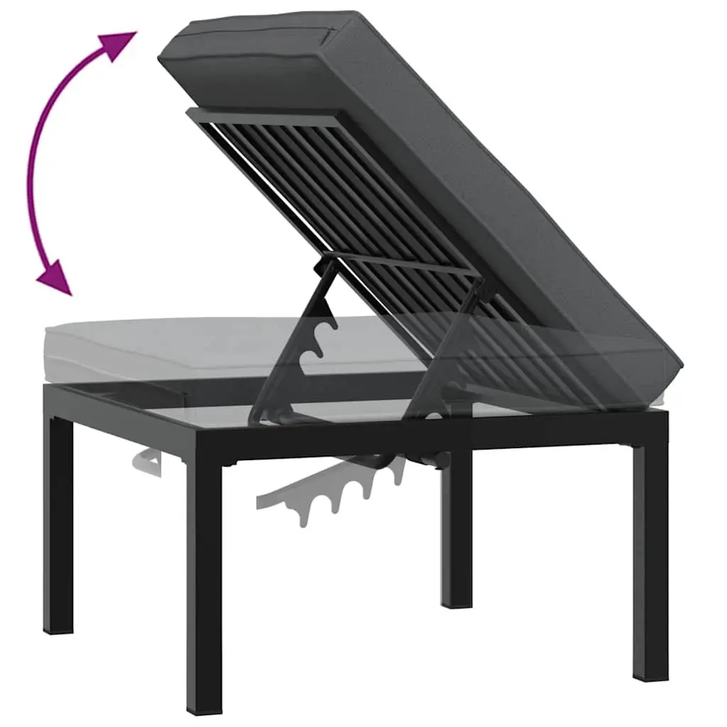 3 Piece Outdoor Garden Sofa Set Aluminium Modular Black with Cushions and Side Table