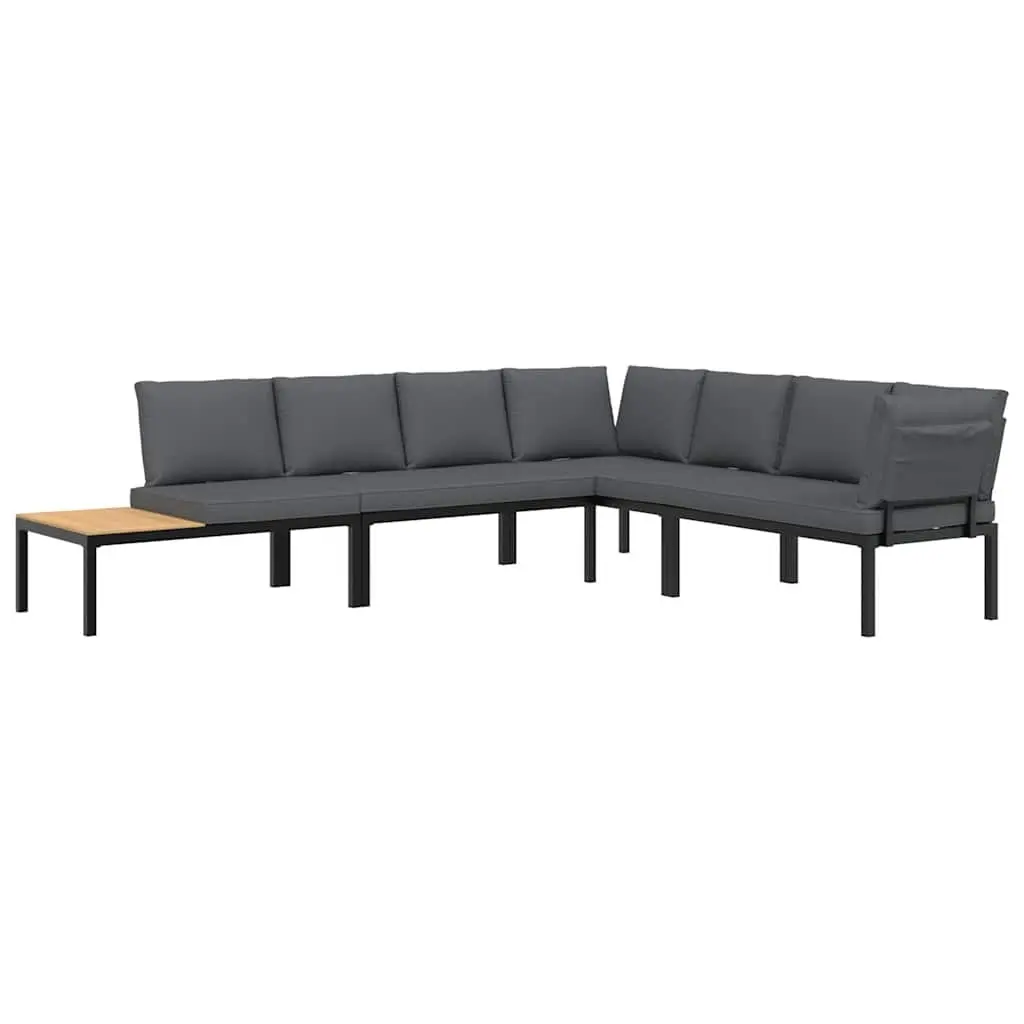 Outdoor Garden Sofa Set 4 Piece Modular Patio Furniture with Cushions Black