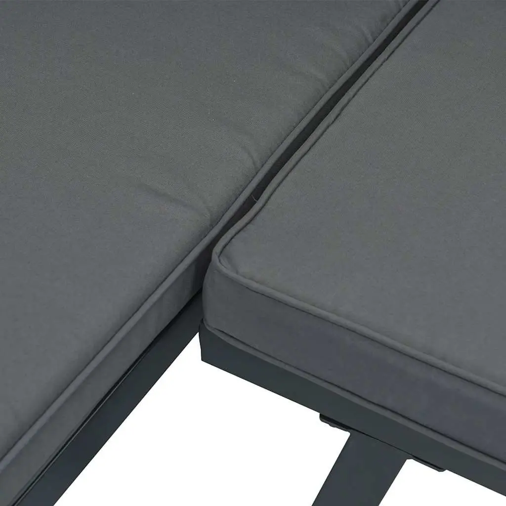3 Piece Outdoor Garden Sofa Set with Cushions Patio Furniture Black Aluminium