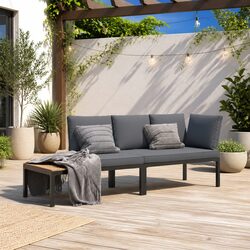 Garden Sofa Set 2 Piece Outdoor Furniture with Cushions Patio Seating Black