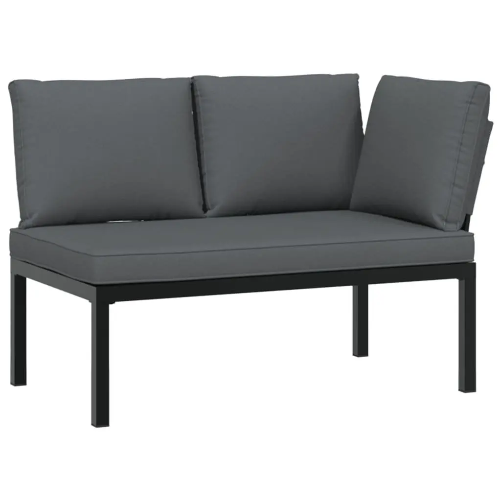Garden Sofa Set 2 Piece Outdoor Furniture Patio Black Aluminium Cushions