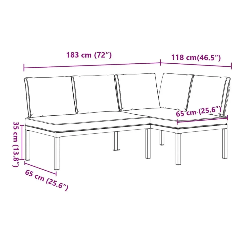 Garden Sofa Set 2 Piece Outdoor Furniture Patio Black Aluminium Cushions