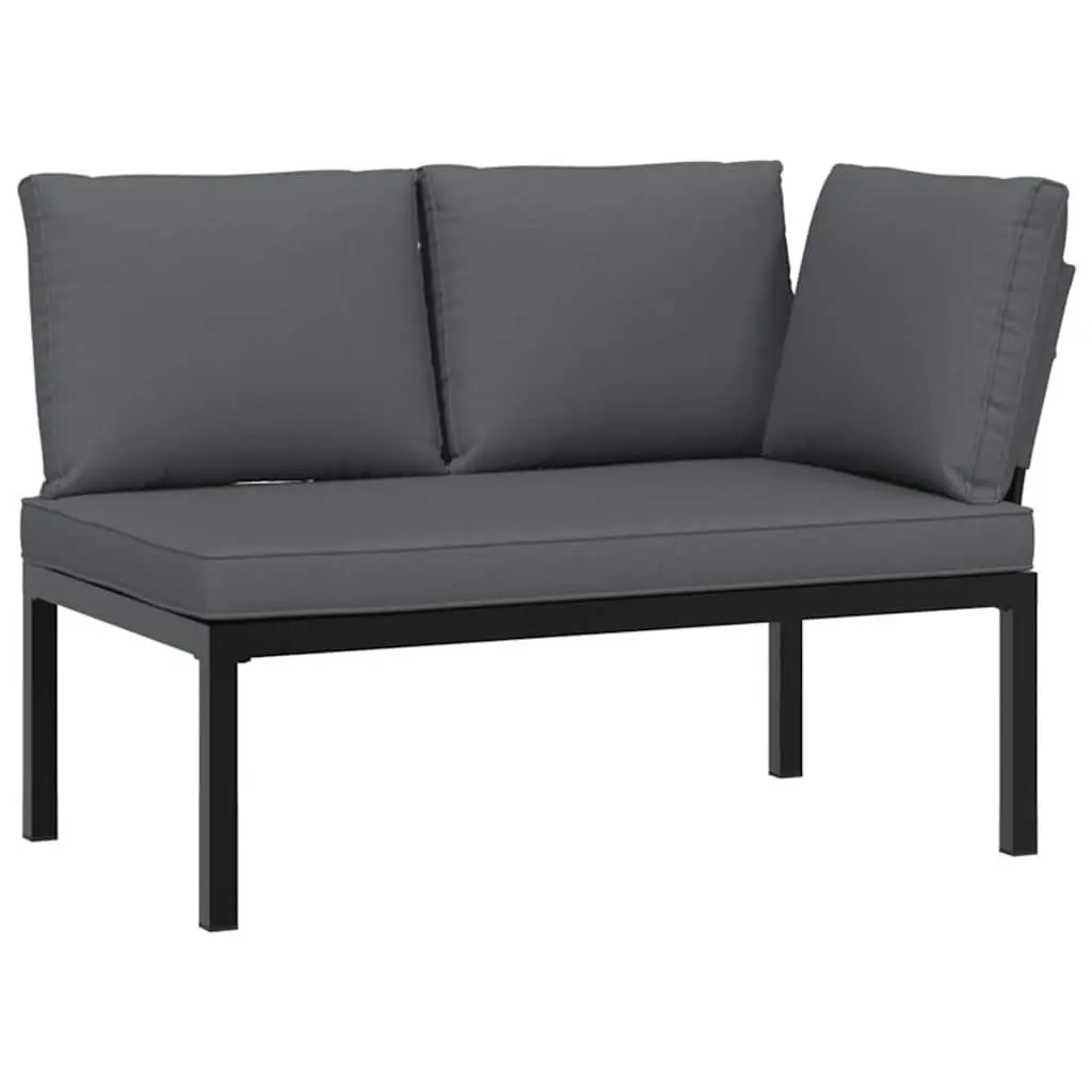 4 Piece Garden Sofa Set Aluminium Modular Black with Cushions