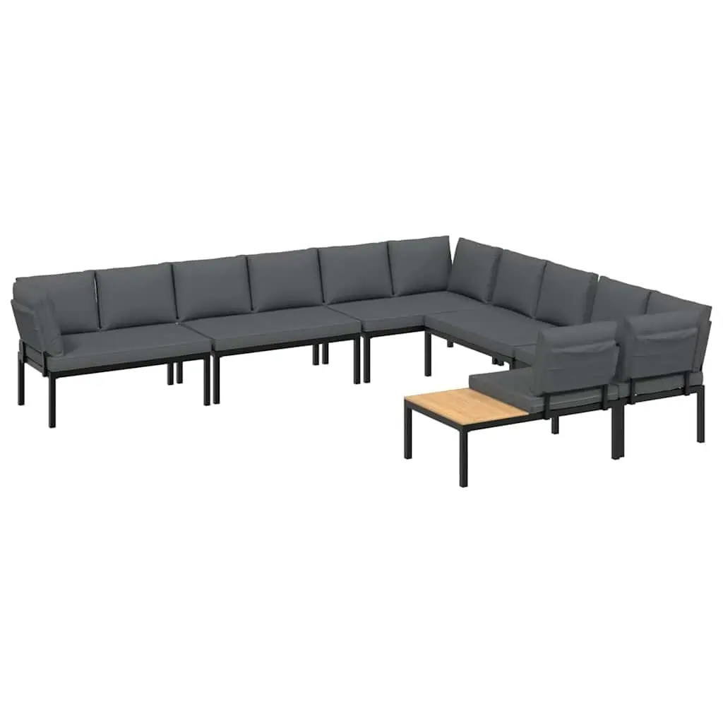 Outdoor Sofa Set Aluminium Modular 6 Piece with Cushions Black