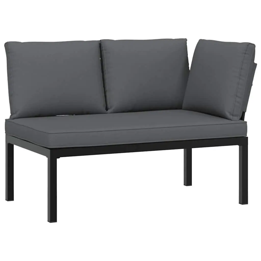 Outdoor Garden Sofa Set 5 Piece Patio Furniture Black Aluminium Modular Design