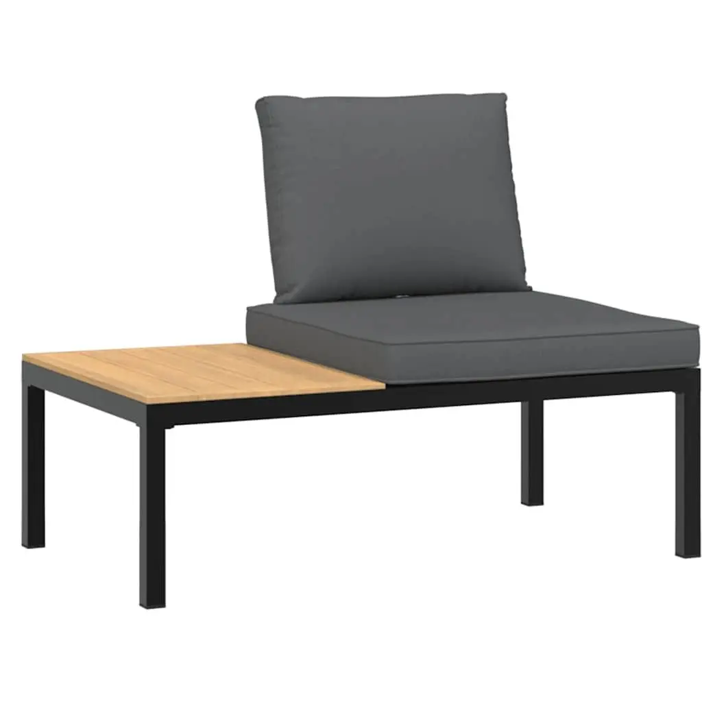 Outdoor Garden Sofa Set 5 Piece Black Aluminium Patio Furniture with Cushions