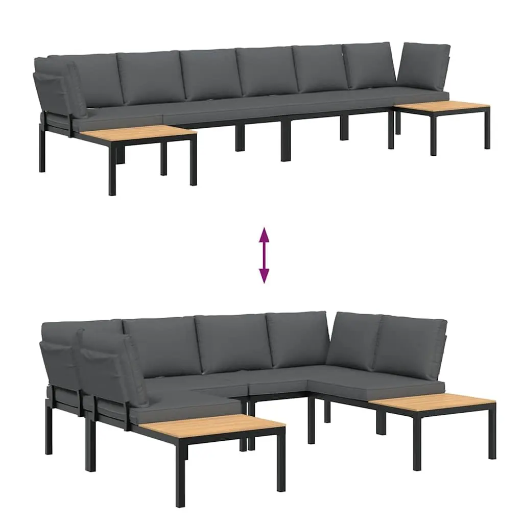 Outdoor Garden Sofa Set Aluminium Modular 4 Piece Black