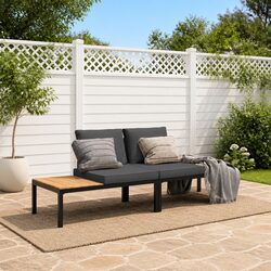 Black Modular Garden Sofa Set 2 Piece with Comfortable Cushions