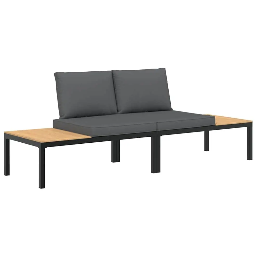 Outdoor Garden Sofa Set 2 Piece Modular Patio Furniture with Cushions Black