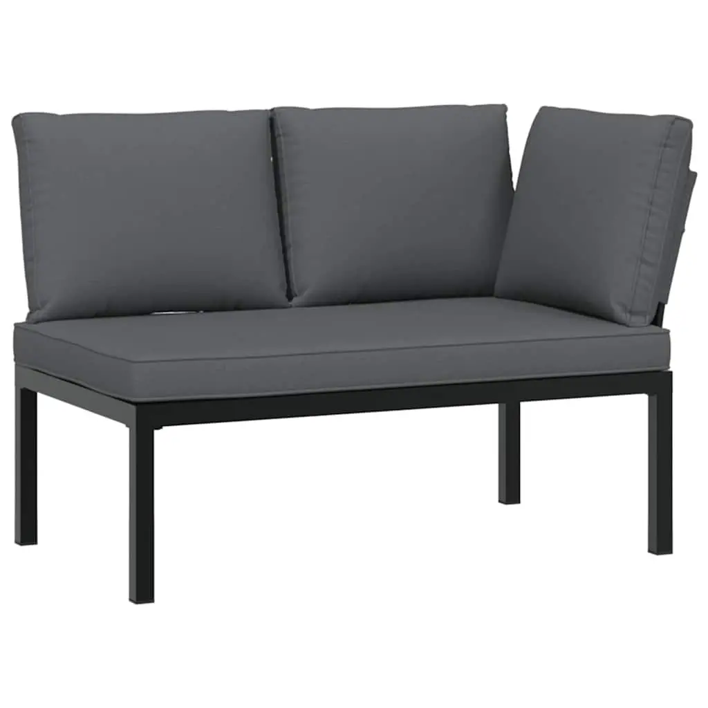 4 Piece Outdoor Sofa Set Aluminium Modular Black with Cushions