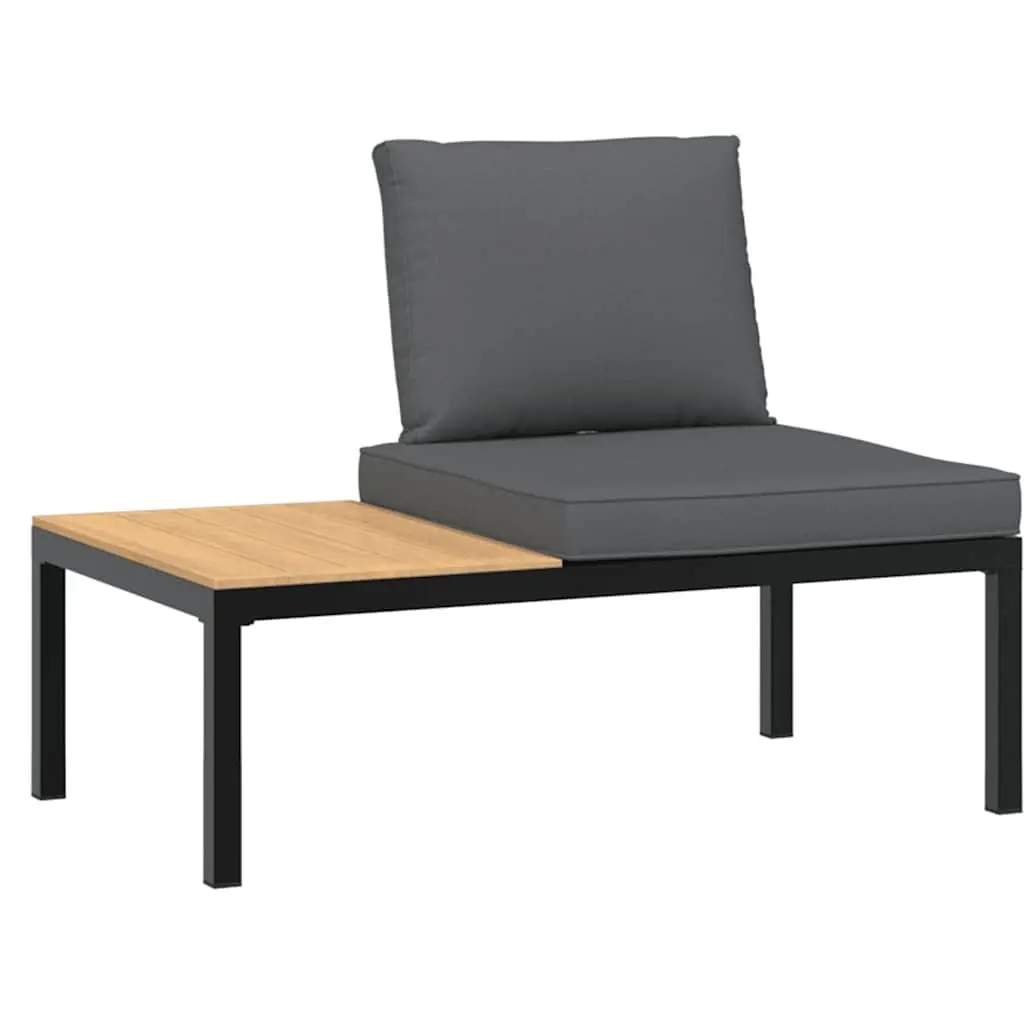 4 Piece Outdoor Sofa Set Aluminium Modular Black with Cushions