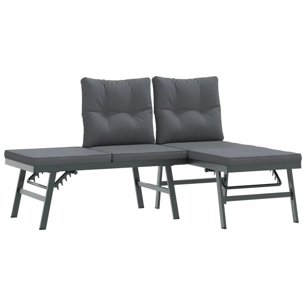 3 Piece Adjustable Lounger Set Outdoor Patio Furniture Black Powder Coated Steel Frame
