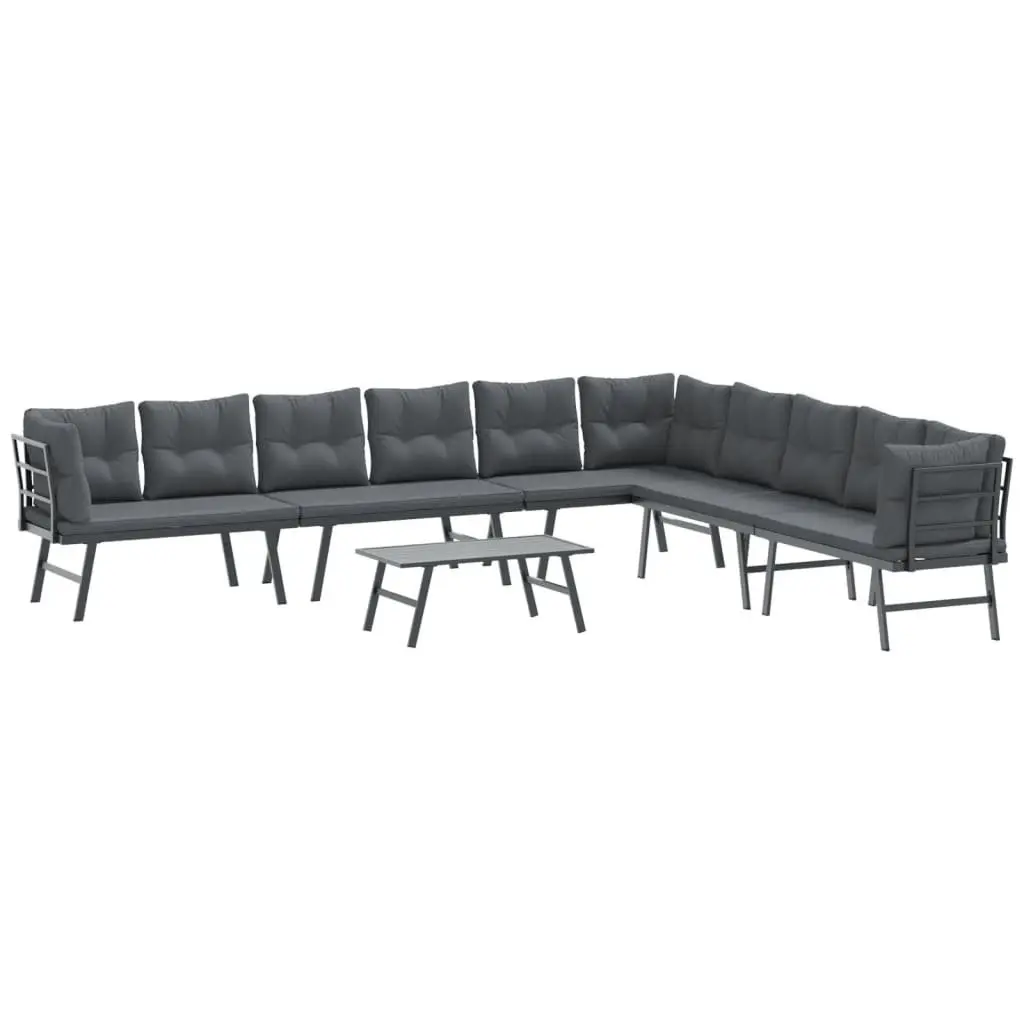 Patio Seating Set 5 Piece Outdoor Garden Bench Cushions Black Powder Coated Steel