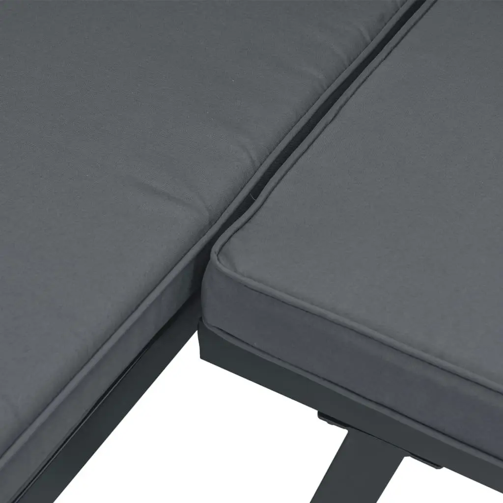 Patio Seating Set 5 Piece Outdoor Garden Bench Cushions Black Powder Coated Steel