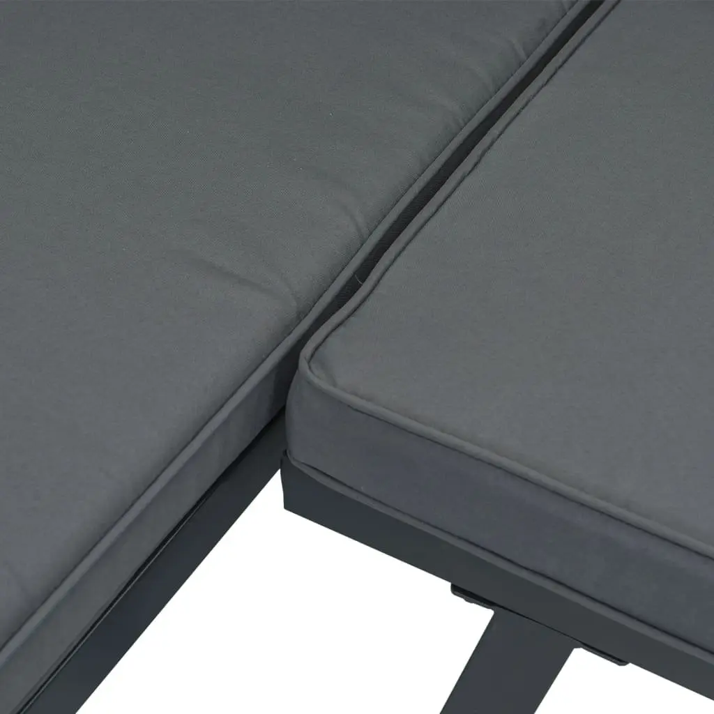 Garden Bench Set 6 Piece Powder-coated Steel Frame Cushioned Black