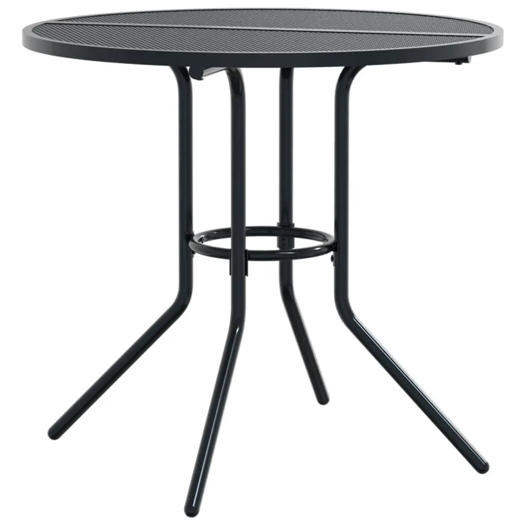 3 Piece Anthracite Stackable Chair Set Powder-Coated Steel Outdoor Furniture for Patio and Dining Spaces