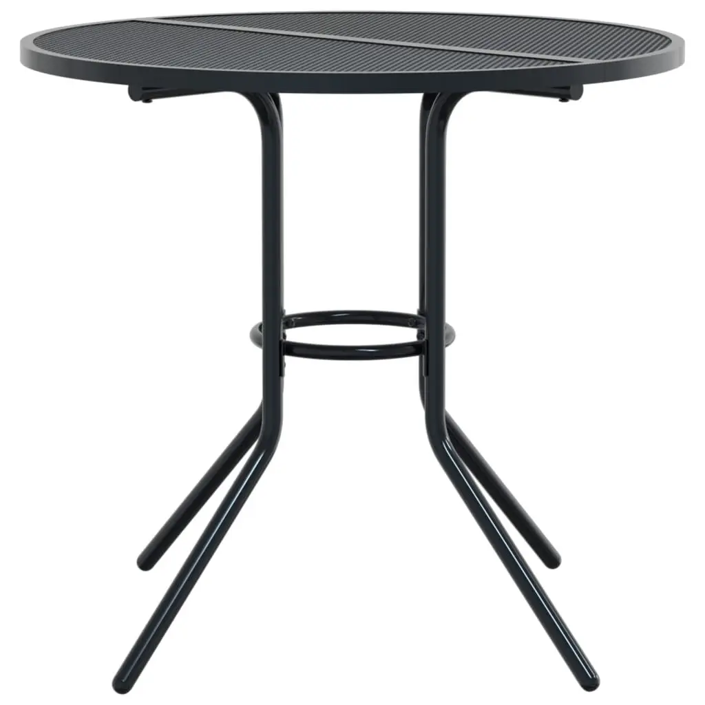 3 Piece Anthracite Stackable Chair Set Powder-Coated Steel Outdoor Furniture for Patio and Dining Spaces