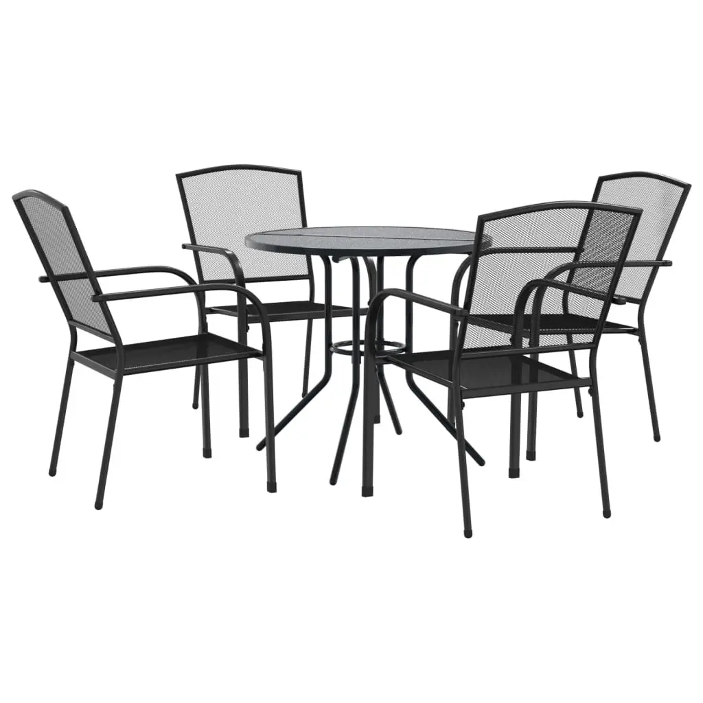 5 Piece Stackable Garden Chair Set Anthracite Outdoor Patio Dining Furniture