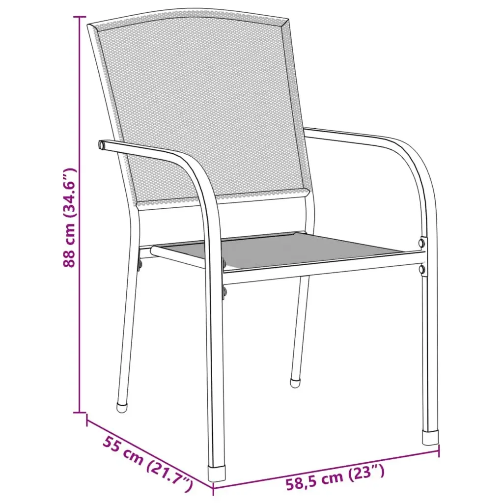 5 Piece Stackable Garden Chair Set Anthracite Outdoor Patio Dining Furniture