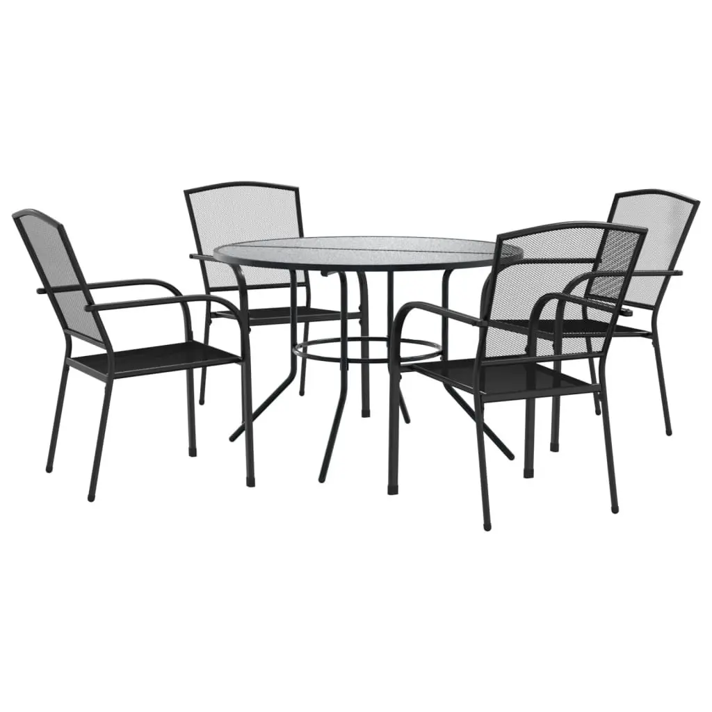 Stackable Garden Chair Set Powder-coated Steel 5 Piece Anthracite Outdoor
