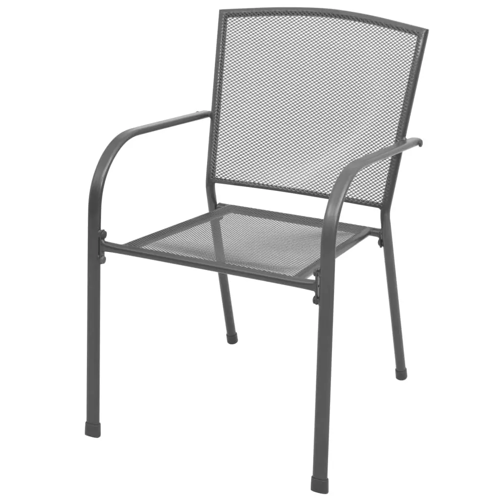 Stackable Garden Chair Set 7 Piece Outdoor Dining Bistro Chairs Mesh Table