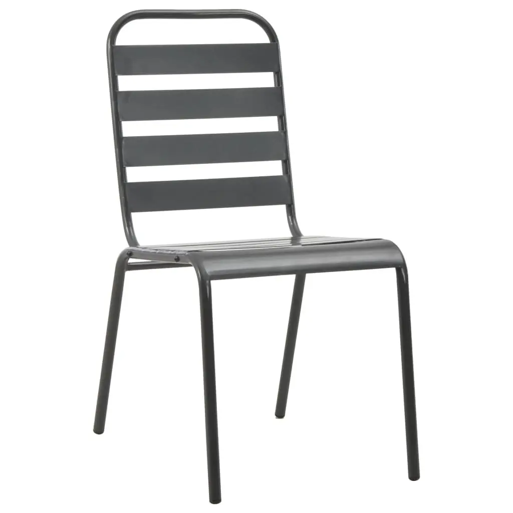 Stackable Garden Chair Set Powder-coated Steel 5 Piece Anthracite Outdoor Furniture Patio Dining