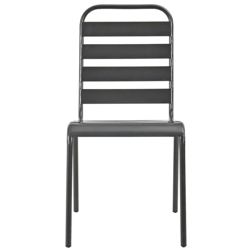 Stackable Garden Chair Set Powder-coated Steel 5 Piece Anthracite Outdoor Furniture Patio Dining