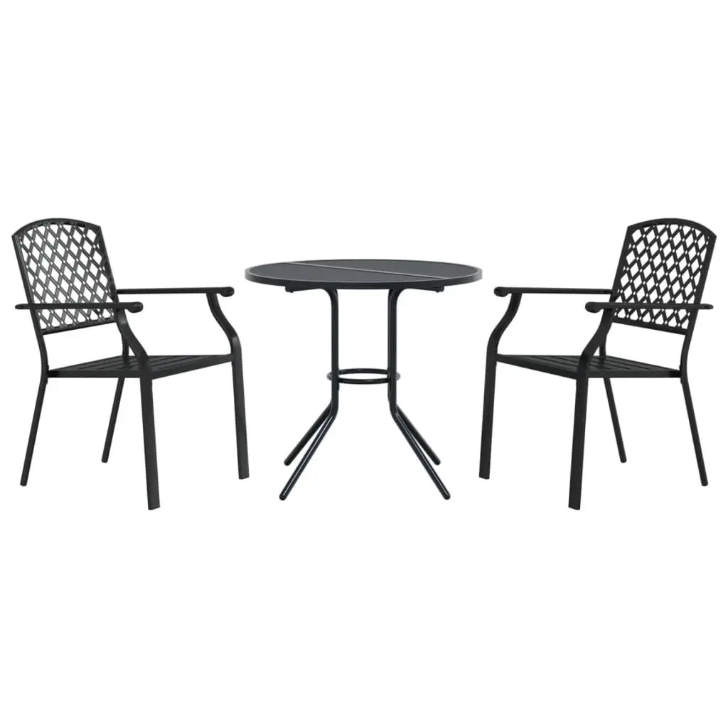 3-Piece Stackable Garden Chair Set in Anthracite