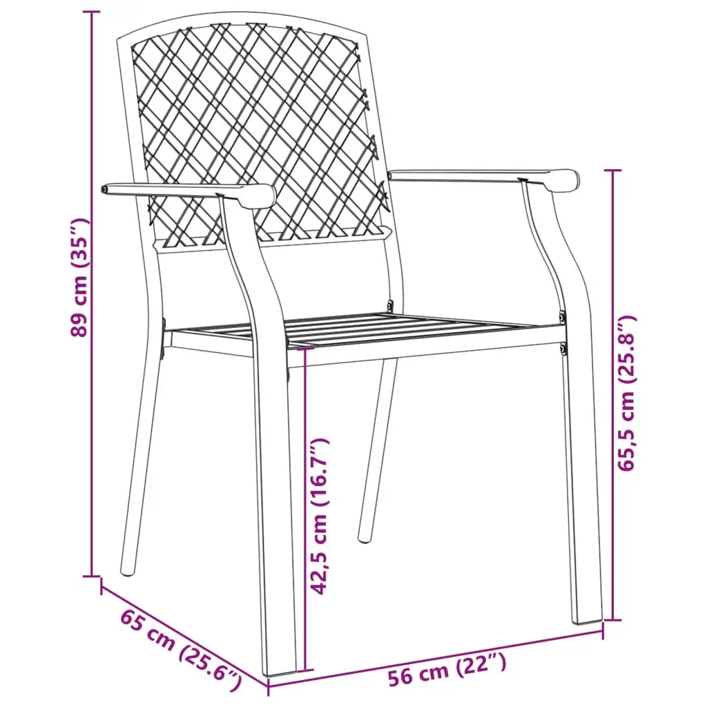 3-Piece Stackable Garden Chair Set in Anthracite