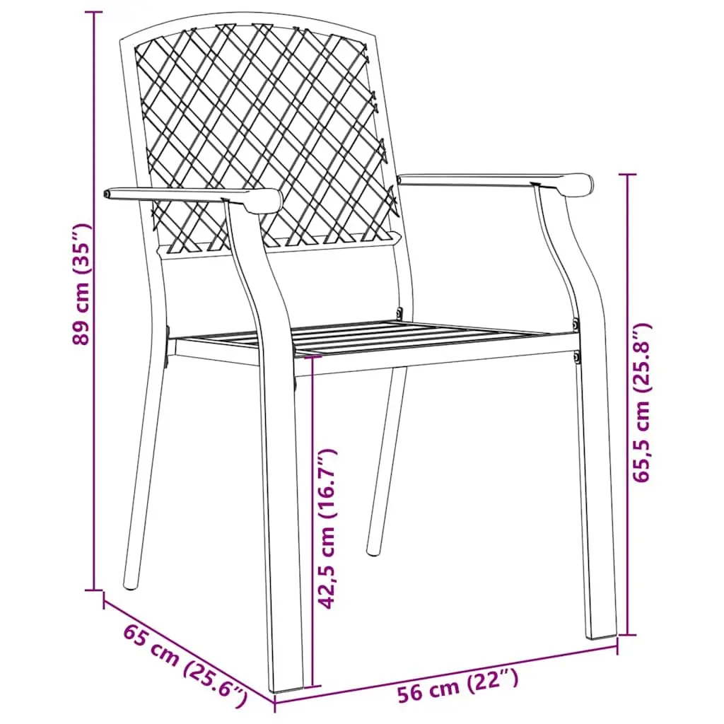 Stackable Garden Chair Set Powder-coated Steel 5 Piece Anthracite Outdoor Patio Dining Furniture