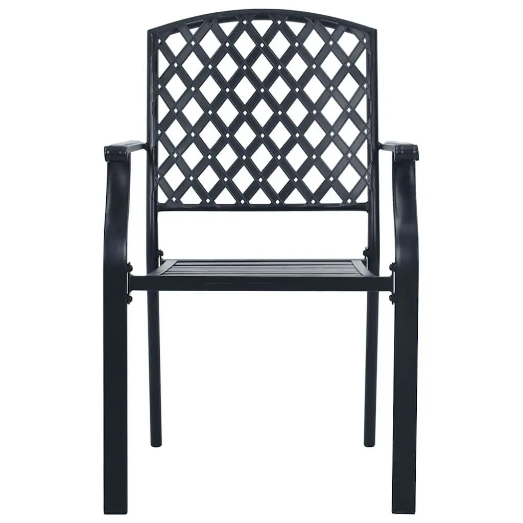 Stackable Garden Chair Set Powder-coated Steel 5 Piece Anthracite Outdoor Patio Dining Furniture