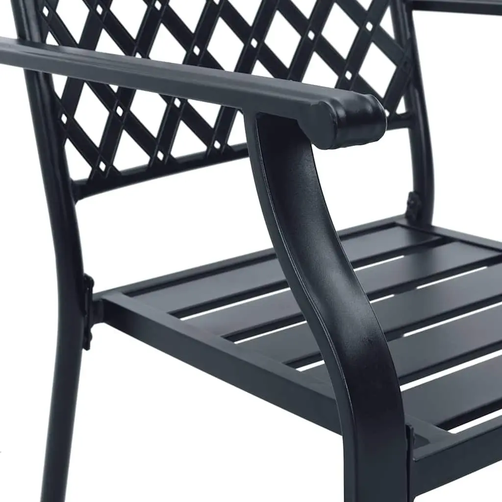 Stackable Garden Chair Set Powder-coated Steel 5 Piece Anthracite Outdoor Patio Dining Furniture