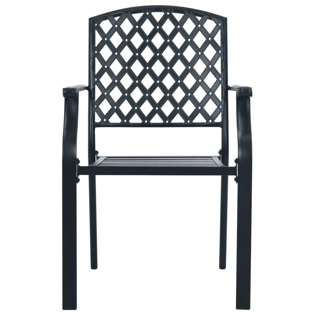 7 Piece Bistro Chair Set Anthracite Mesh Top Table Stackable Outdoor Patio Furniture