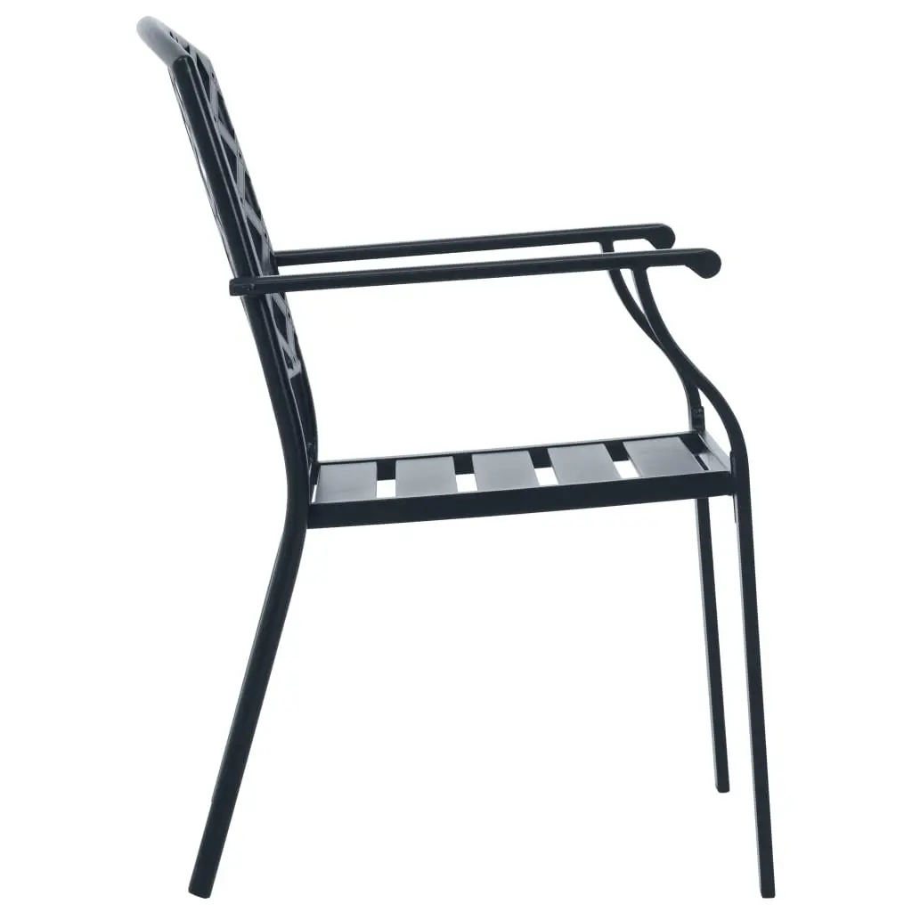 7 Piece Bistro Chair Set Anthracite Mesh Top Table Stackable Outdoor Patio Furniture