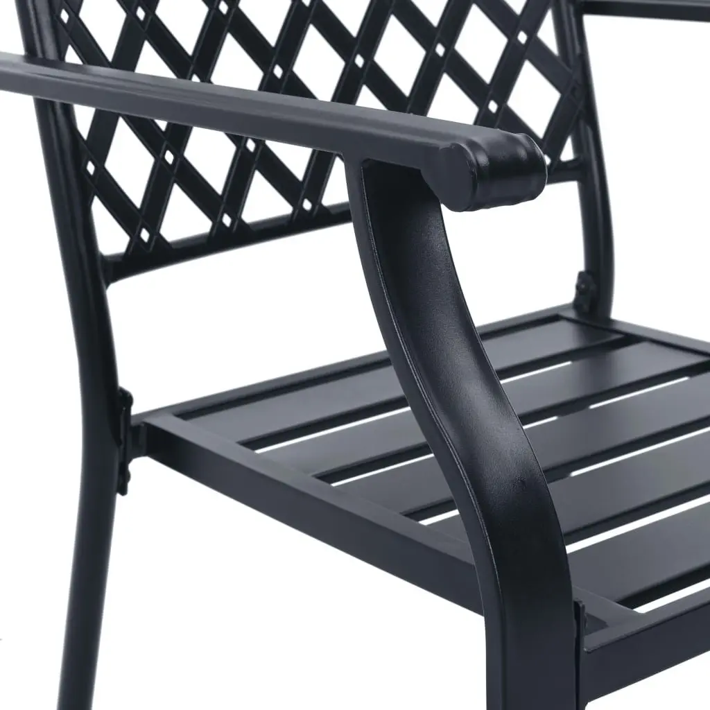 7 Piece Bistro Chair Set Anthracite Mesh Top Table Stackable Outdoor Patio Furniture