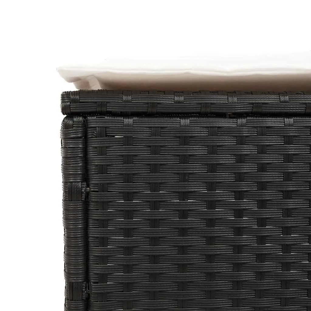 Sun Lounger Set Poly Rattan Adjustable 3 Piece Black Outdoor Garden Furniture