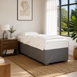 Bed Frame Grey Fabric 90x190 cm Slatted Base Bedroom Furniture Sleep