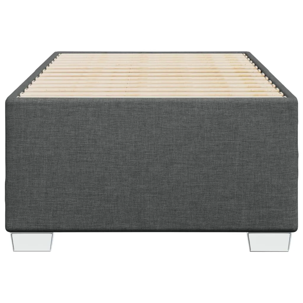 Grey Fabric Bed Frame Slatted Base 90x190 cm Durable Polyester Construction