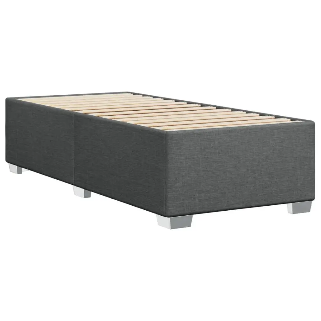 Grey Fabric Bed Frame Slatted Base 90x190 cm Durable Polyester Construction