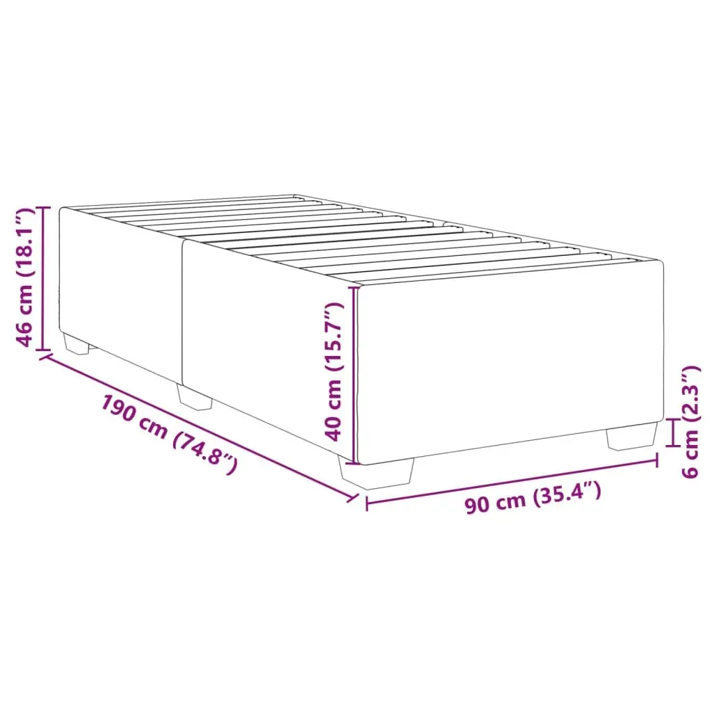 Grey Fabric Bed Frame Slatted Base 90x190 cm Durable Polyester Construction