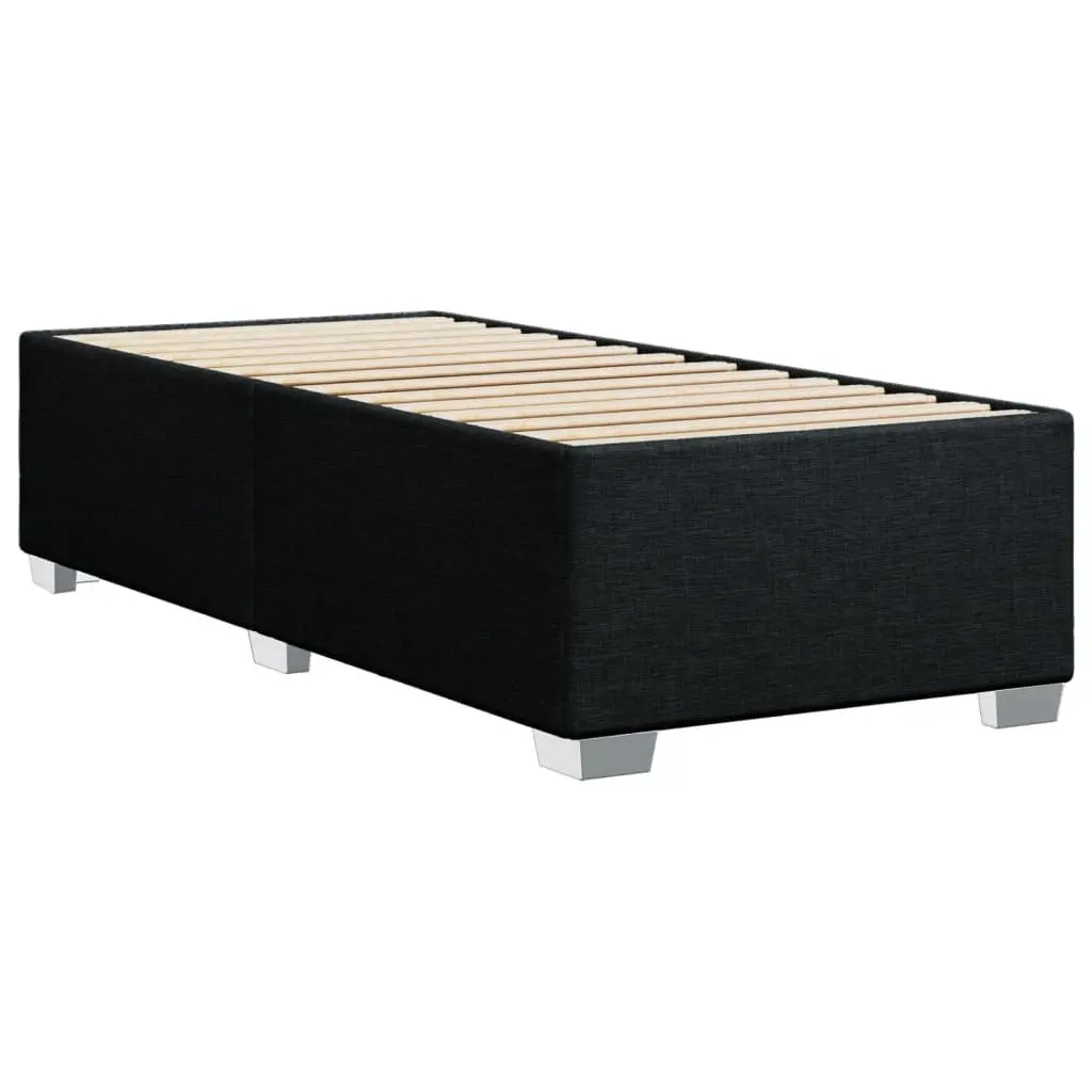 Bed Frame Black 90x190 cm Fabric Upholstered Slatted Base Support Bedroom