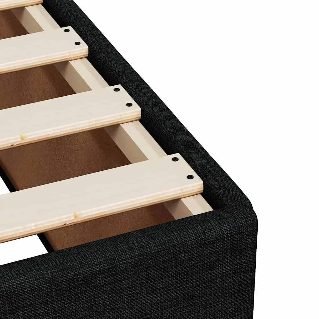 King Single Bed Frame Black Fabric Slats Support Bedroom Furniture No Mattress