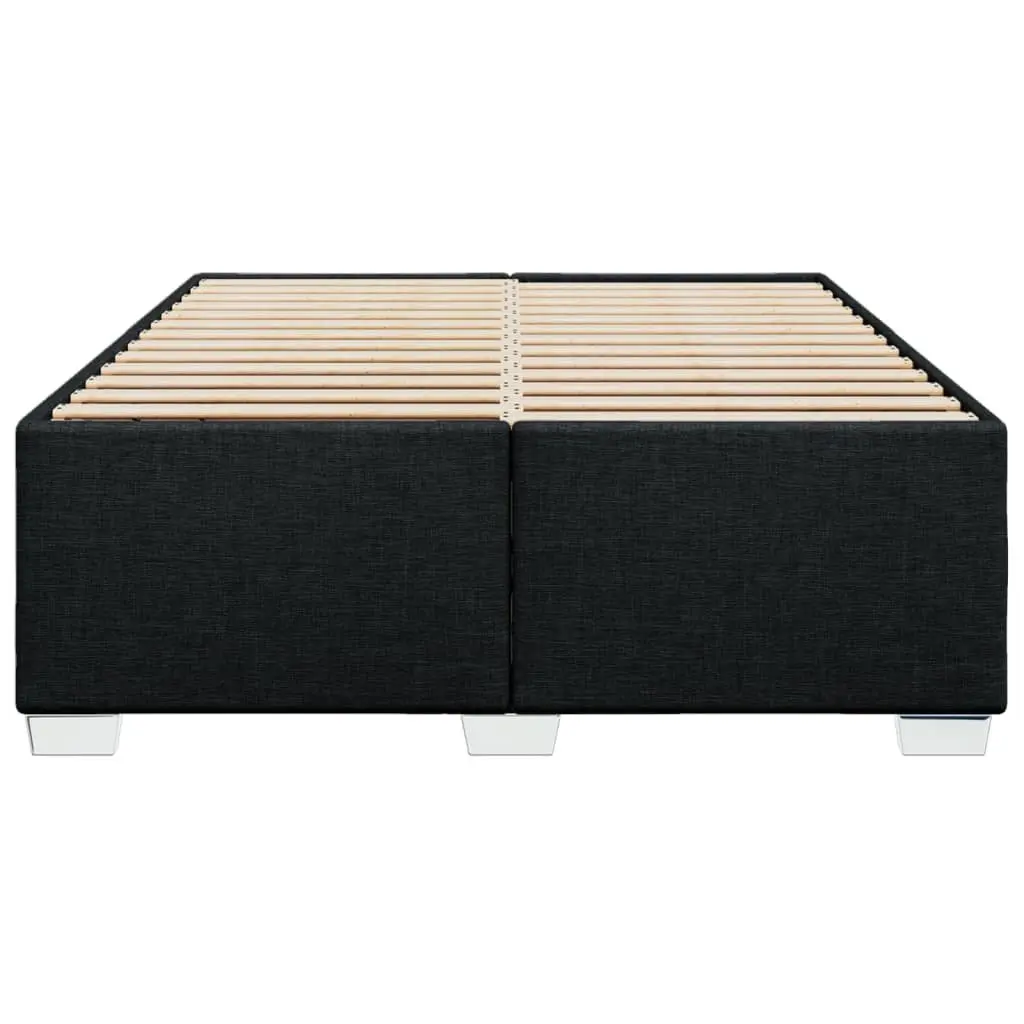Double Bed Frame Black Polyester Fabric Upholstered Slat Support