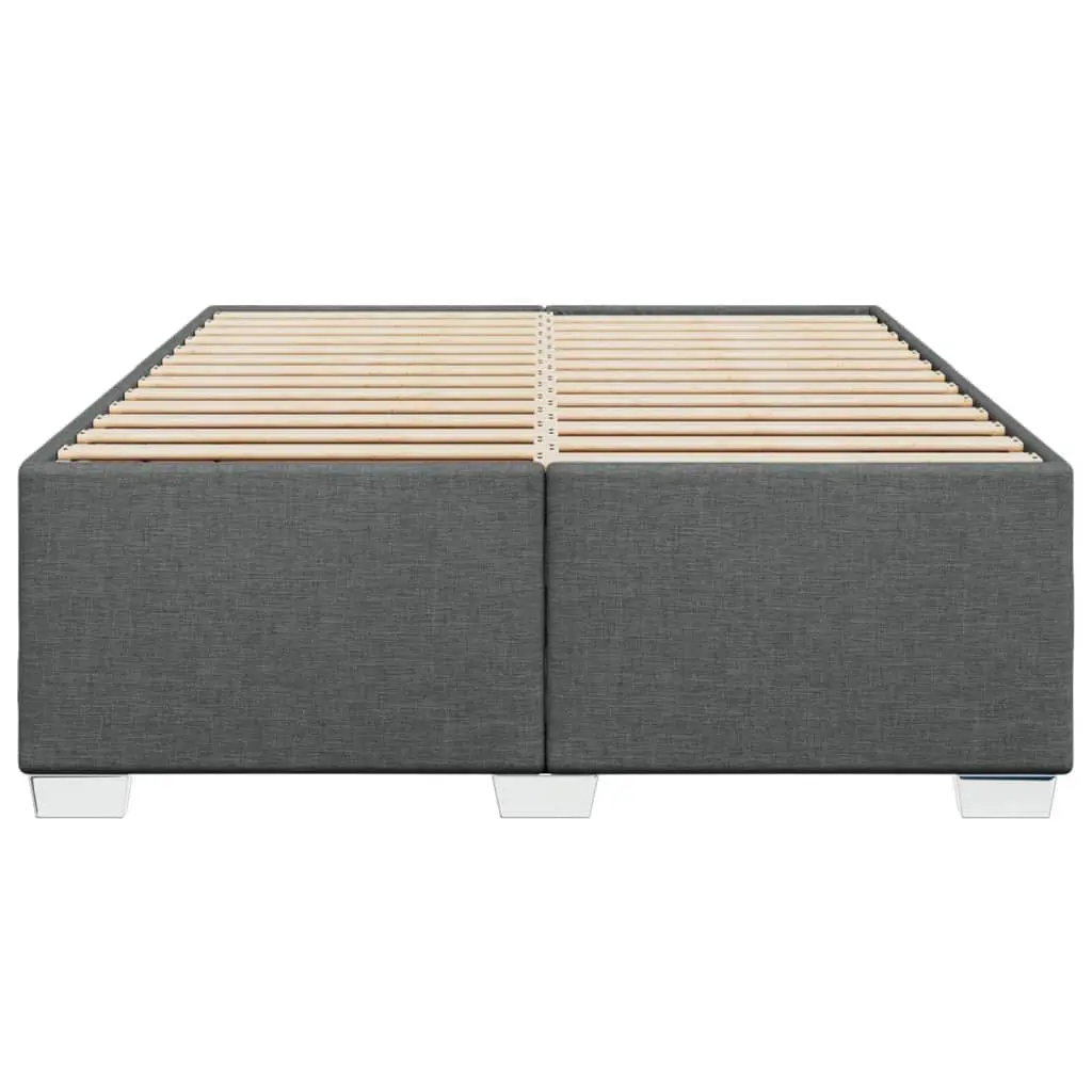 Queen Bed Frame Upholstered Grey Polyester Fabric with Slats Support