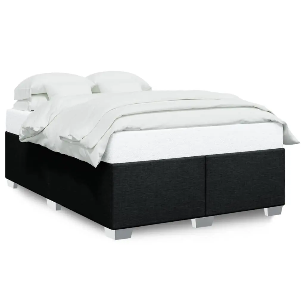 Queen Bed Frame Black Polyester Fabric Upholstered