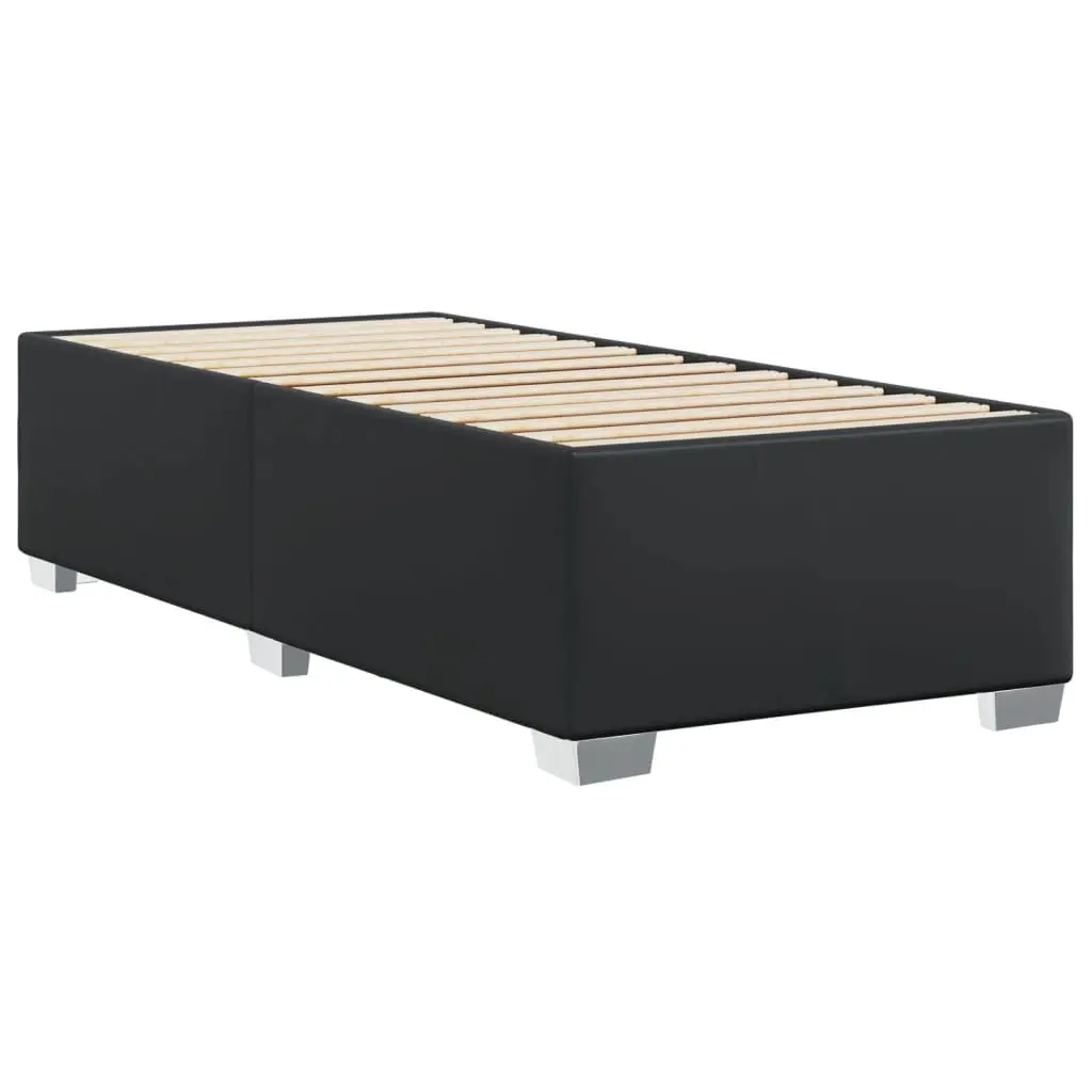 Faux Leather Bed Frame Slatted Base 90x190cm Black