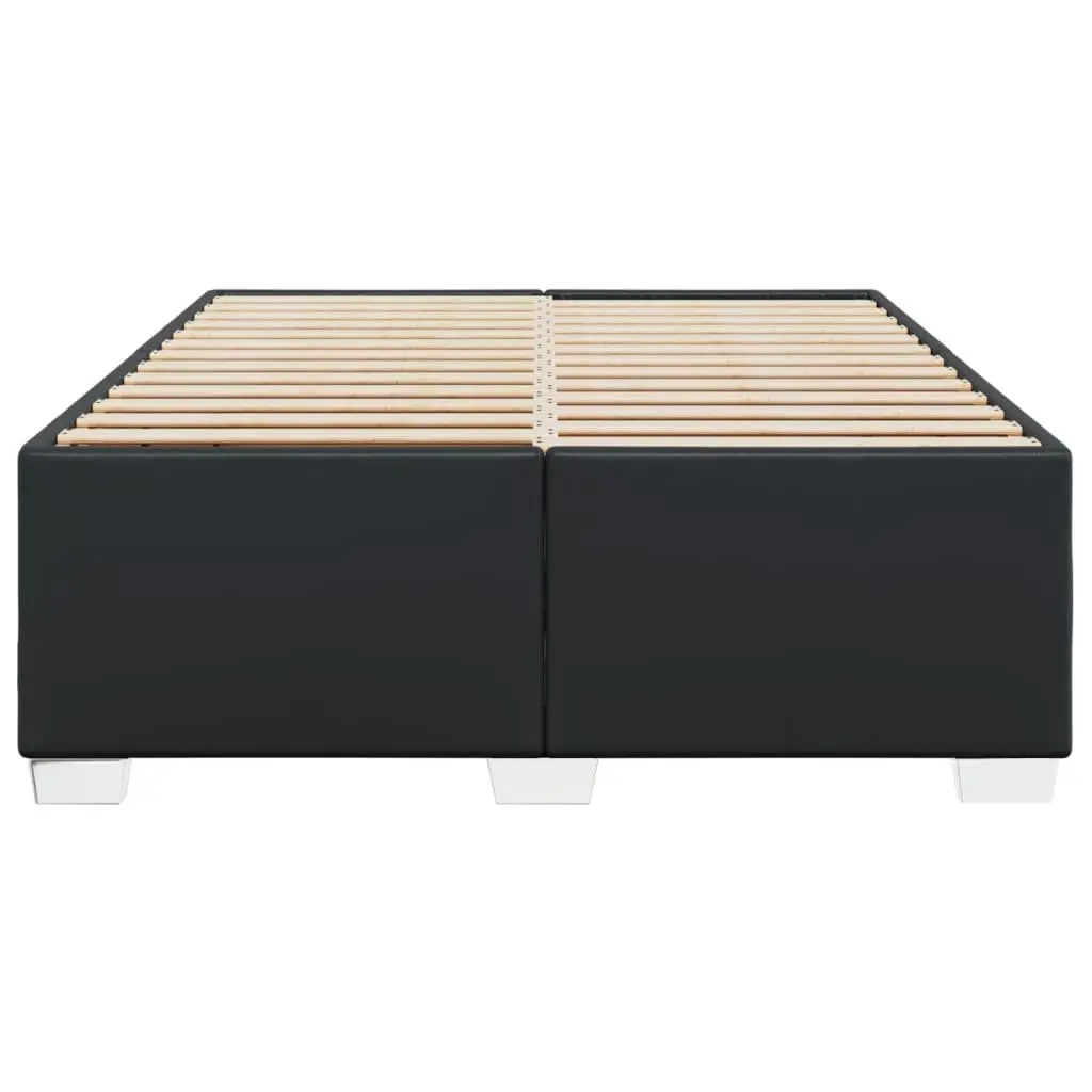 Queen Bed Frame Faux Leather Black Slats Support