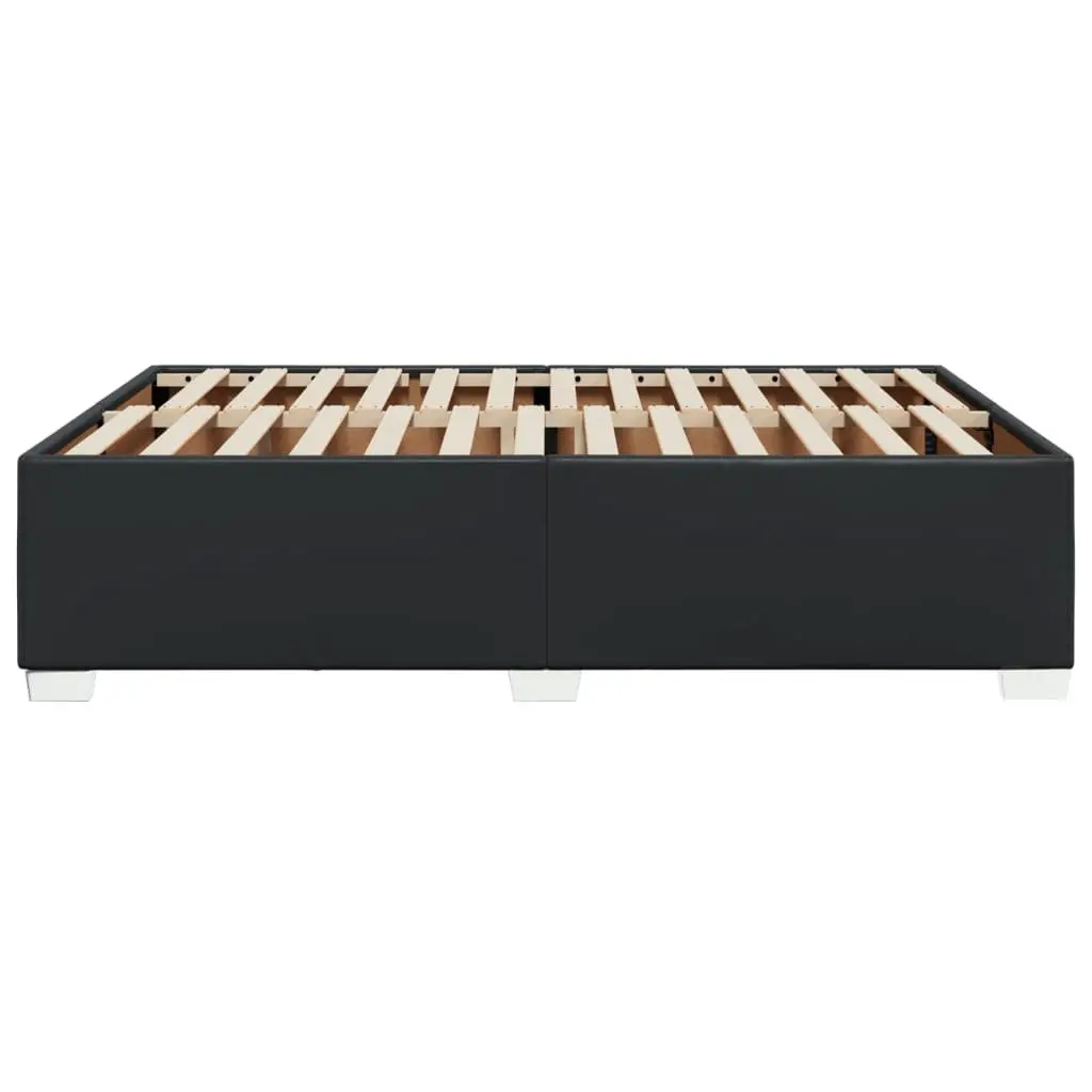 Queen Bed Frame Faux Leather Black Slats Support