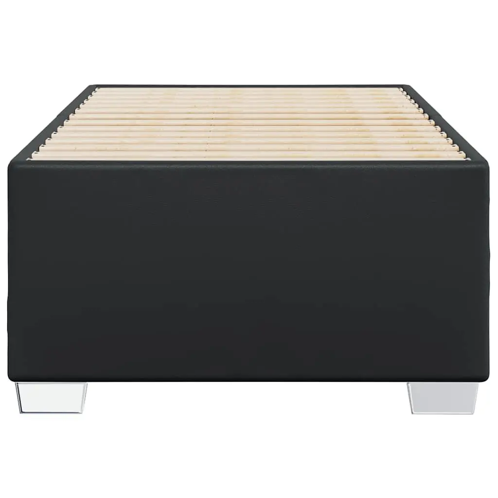 King Single Bed Frame Black Faux Leather Slats Support Bedroom Furniture